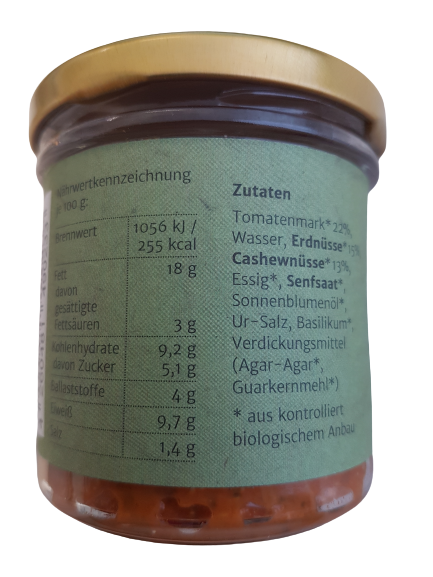 Vegannett Aufstrich Tomate Basilikum Mit 28 Nussmus 135 G